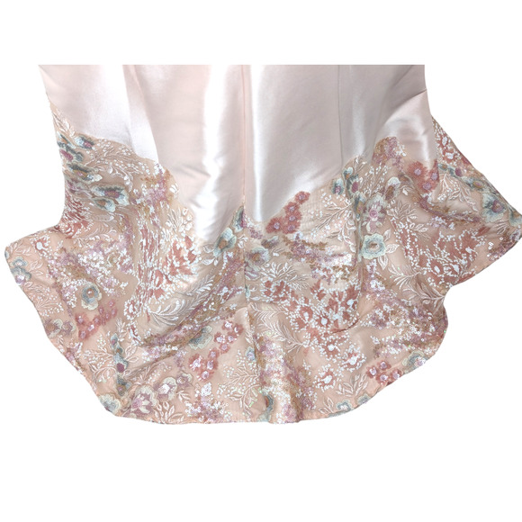 Terani Couture Blush Floral Embroidered Gown V-Neck Sequins Size 10 - Picture 11 of 16